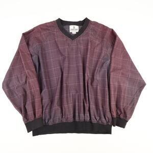 Munsingwear Penguin Grand Slam Mens XL Pullover V-Neck Golf Jacket Purple Check